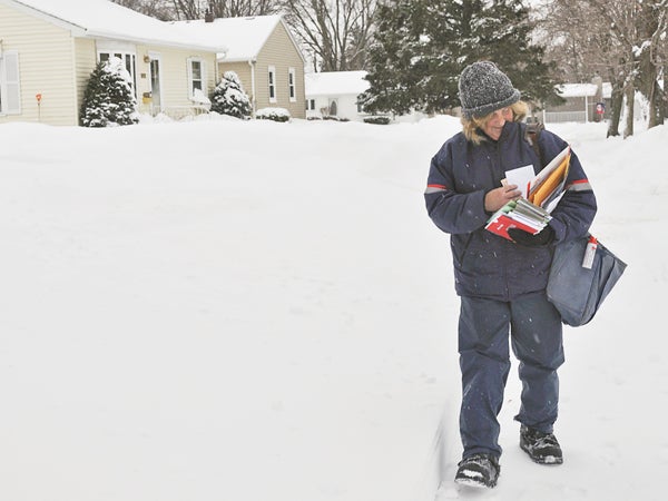 Guy in his underwear proud of his snow shoveling job (possibly