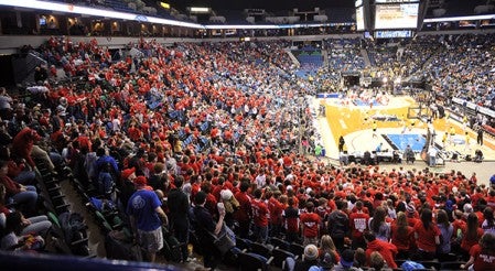 Austin fans pack the Target Center as they wait for the Class AAA championship featuring Austin and De La Salle Saturday night at the Target Center. -- Gabby Wagner for the Austin Daily Herald