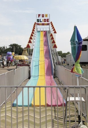 The fun slide was set up and ready for fairgoers.