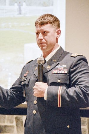 Pacelli students talked with Captain Todd Hoebing of the US Army.  His presentation gave students a first hand account of life while serving in the Iraq war, and how he is forever changed. Photo provided