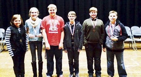 The spelling bee finalists for seventh grade are: first place, Anthony Conenour; second place, Joshue Dyke; third place, Sean Poczos; fourth place, Jaren Steene; fifth place, Katherine Schramek; alternate, Molly Stromlund.  Photo provided *Pictured in no particular order 