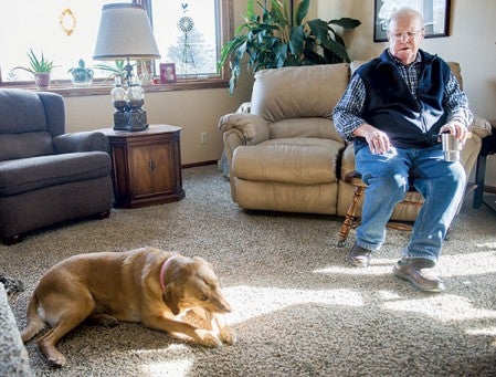 Pat Lee said her husband, Larry, was coming back from one of his walks with Dee when he had a stroke. Dee’s barking alerted Larry’s wife Pat. Colleen Harrison/Austin Daily Herald