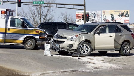 The driver of this vehicle was injured Wednesday afternoon after a two-car collision at the intersection of East Main Street and Blake Avenue. 