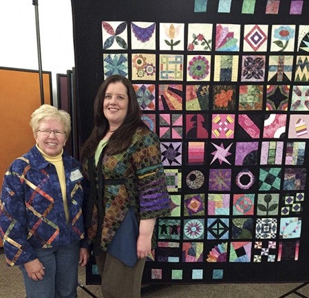 Pictured, from left, is Chris Jensen, Keepsake Quilters Guild president, and guest speaker, Nancy Wick from Minneapolis. Photo provided