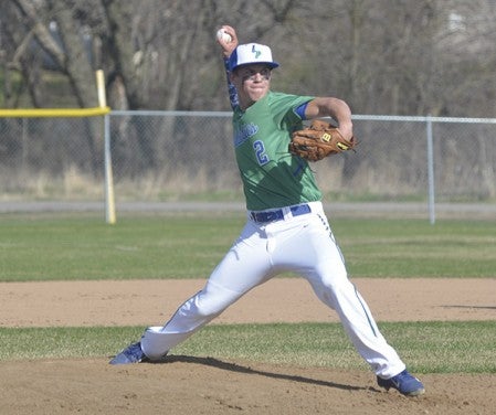 Lyle-Pacelli's Daniel Bollingberg pitches at Marcusen Park Tuesday. Rocky Hulne/sports@austindailyherald.com