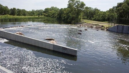 The new Albert Lea Lake dam structure replaces the more than 90-year-old Juglans dam at the outlet of Albert Lea Lake and Juglans Woods. Sarah Stultz/Albert Lea Tribune