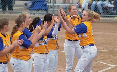 Hayfield's Olivia Matti is announced during before the Vikings' first game at the Class A state tournament in North Mankato Thursday. Rocky Hulne/sports@austindailyherald.com