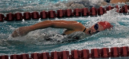 Austin's Kristina Thorsom swims in the 200-yard freestyle in Bud HIggins pool Thursday. Rocky Hulne/sports@austindailyherald.com