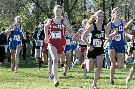 Austin’s Madison Overby competes at the girls’ Class A state cross country meet at St. Olaf College in Northfield this past fall. Herald File Photo