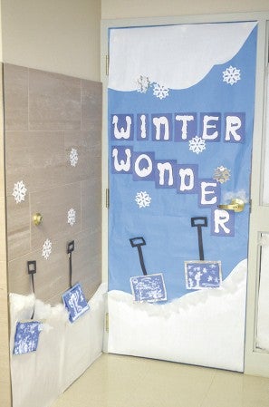 A door stands decorated Thursday at Woodson Kindergarten Center. 