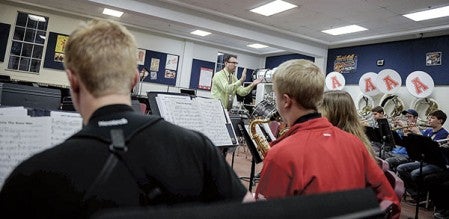 The Austin jazz band runs through “Frosty the Snowman” Tuesday morning as they rehearse for the upcoming “Christmas at Home.”