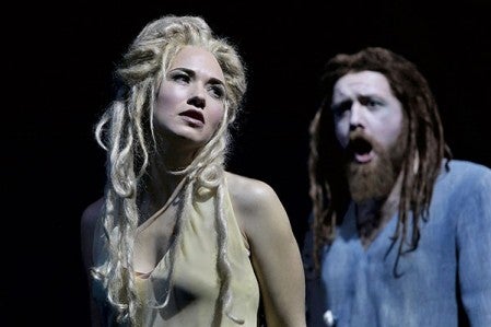 Kelly Kaduce is Rusalka and Robert Pomakov is the Water Gnome in the Minnesota Opera Production of 
