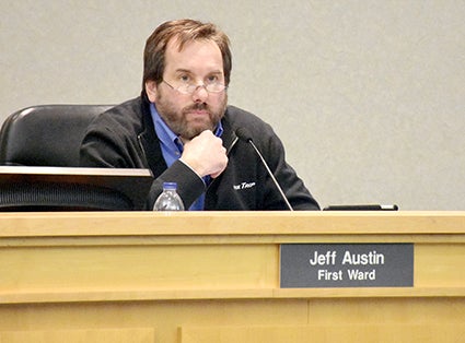 Council member Jeff Austin listens to public input on a proposal for the city to donate the Austin Parks and Rec office to the Austin Area Commission for the Arts to Expand the Paramount Theatre. Thought the council would approve the plan, Austin voted against the donation, questioning if the city should sell the property instead. Jason Schoonover/jason.schoonover@austindailyherald.com