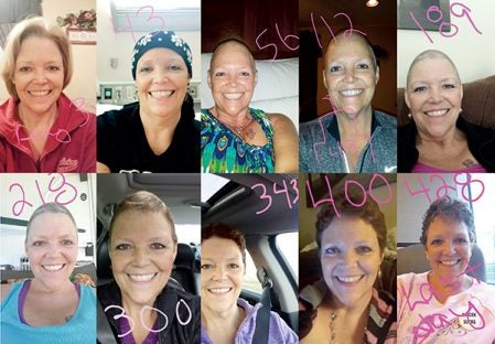 These photos are selfies taken by Retterath during her treatment for breast cancer to track her progression through her cancer fight. Photos submitted