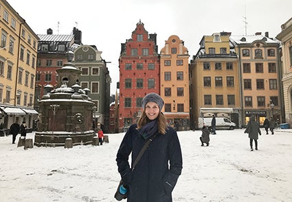 Lindsey Williams, in Old Town at Stockholm. Williams was one of the co-organizers of the trip that also took in Copenhagen, Denmark, and Oslo, Norway. Photos provided