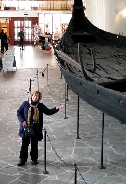 Sue Grove, professor emeritus at Riverland Community College, at the Viking Museum in Oslo. Photo provided.