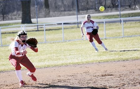 Austin’s Halie Retterath eyes up a line drive against Northfield in Todd Park Thursday. Rocky Hulne/sports@austindailyherald.com